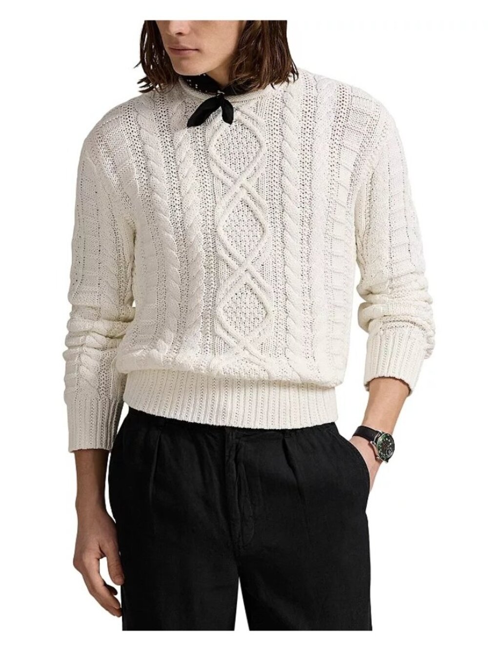 NWT Polo Ralph Lauren Aran Knit Cotton Rollneck Sweater White Mens Size XXL